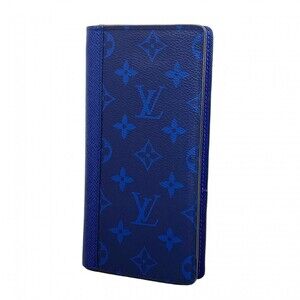 Louis Vuitton Taiga Rama Portefeuille Brazza Long Wallet M30297 Cobalt Men's